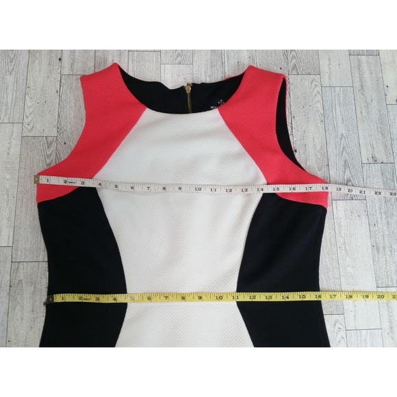 Women's Ronni Nicole White Black Blue Colorblock Sheath Dress Formal Work Size 8 - Picture 4 of 5